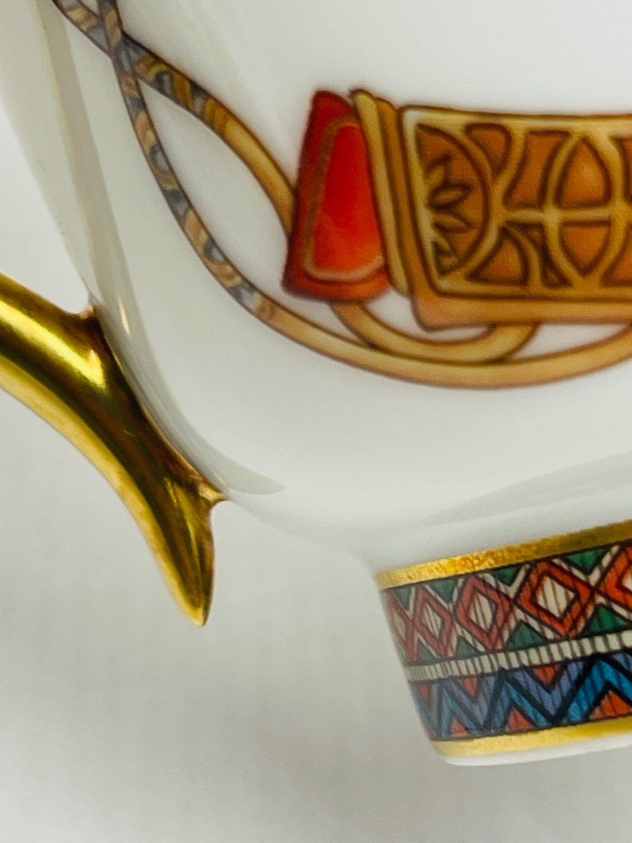 Hermès, Oriental Horse Porcelain Coffee Cup And Saucer No. 1-photo-3