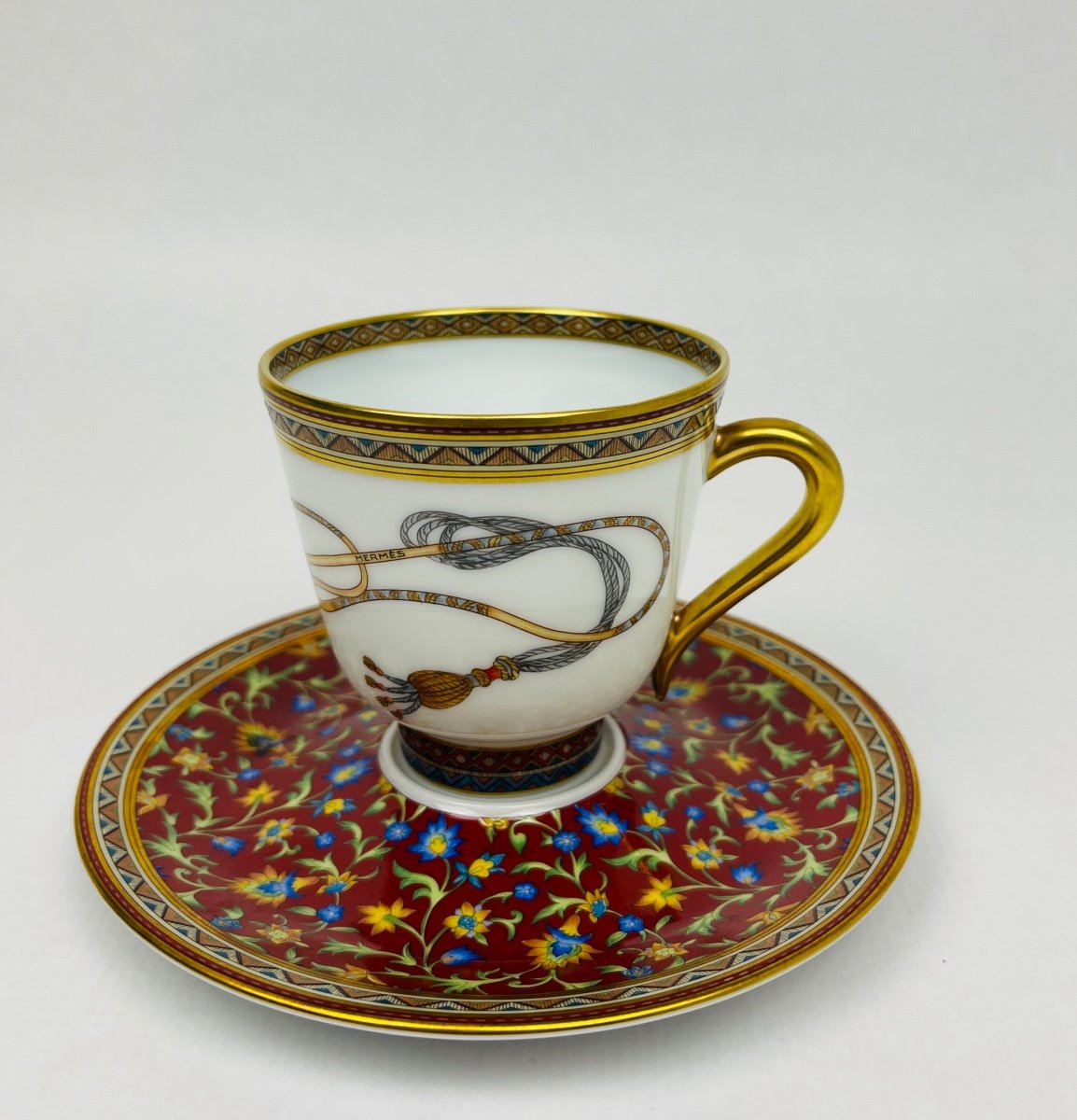 Hermès, Tasse à Café et Soucoupe En Porcelaine Cheval d'Orient N°1