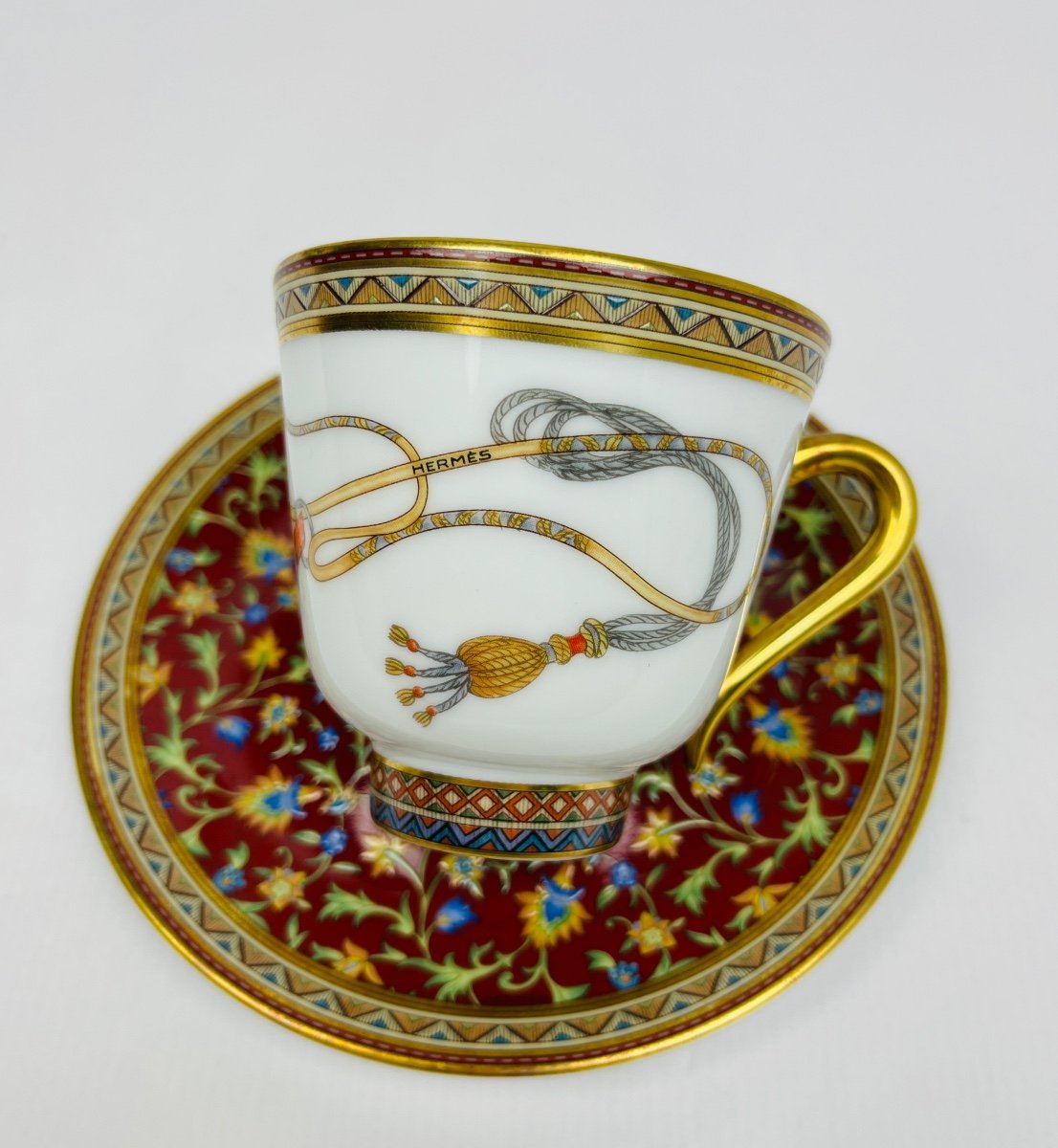 Hermès, Oriental Horse Porcelain Coffee Cup And Saucer No. 2-photo-2