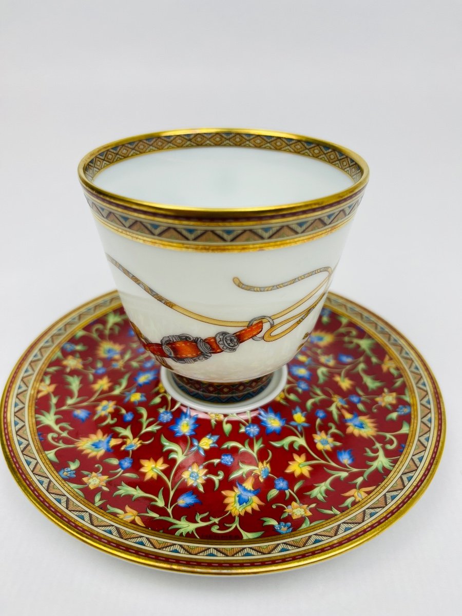 Hermès, Oriental Horse Porcelain Coffee Cup And Saucer No. 2-photo-3