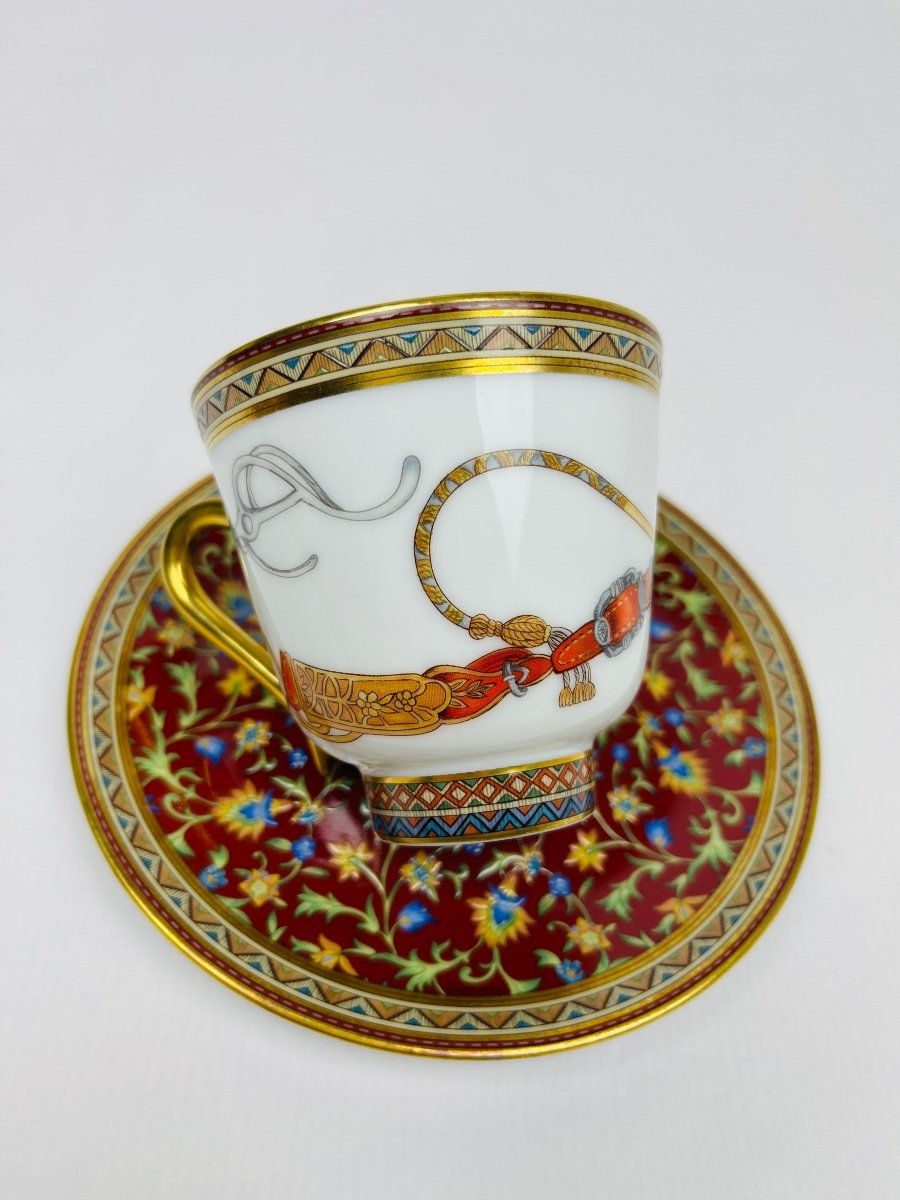 Hermès, Oriental Horse Porcelain Coffee Cup And Saucer No. 2-photo-4