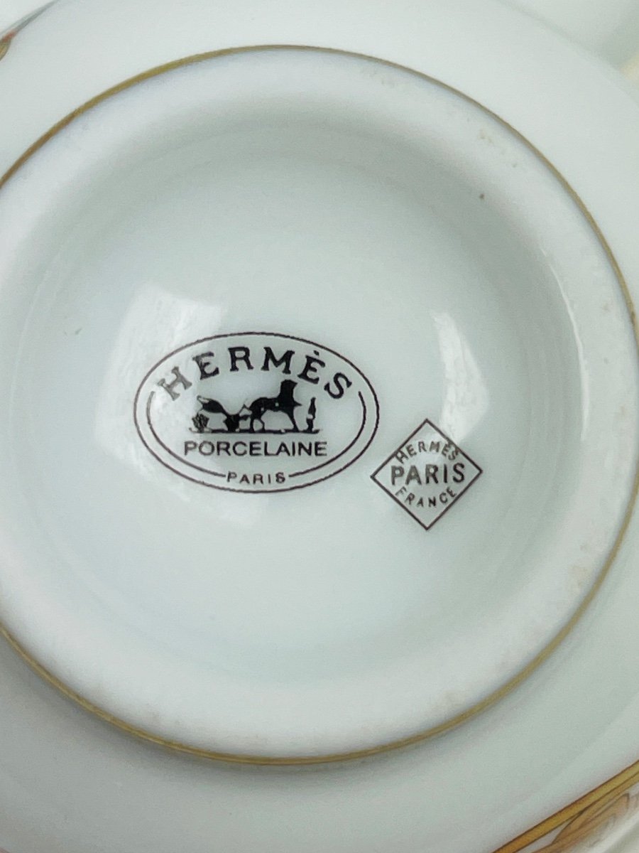 Hermès, Oriental Horse Porcelain Coffee Cup And Saucer No. 2-photo-4