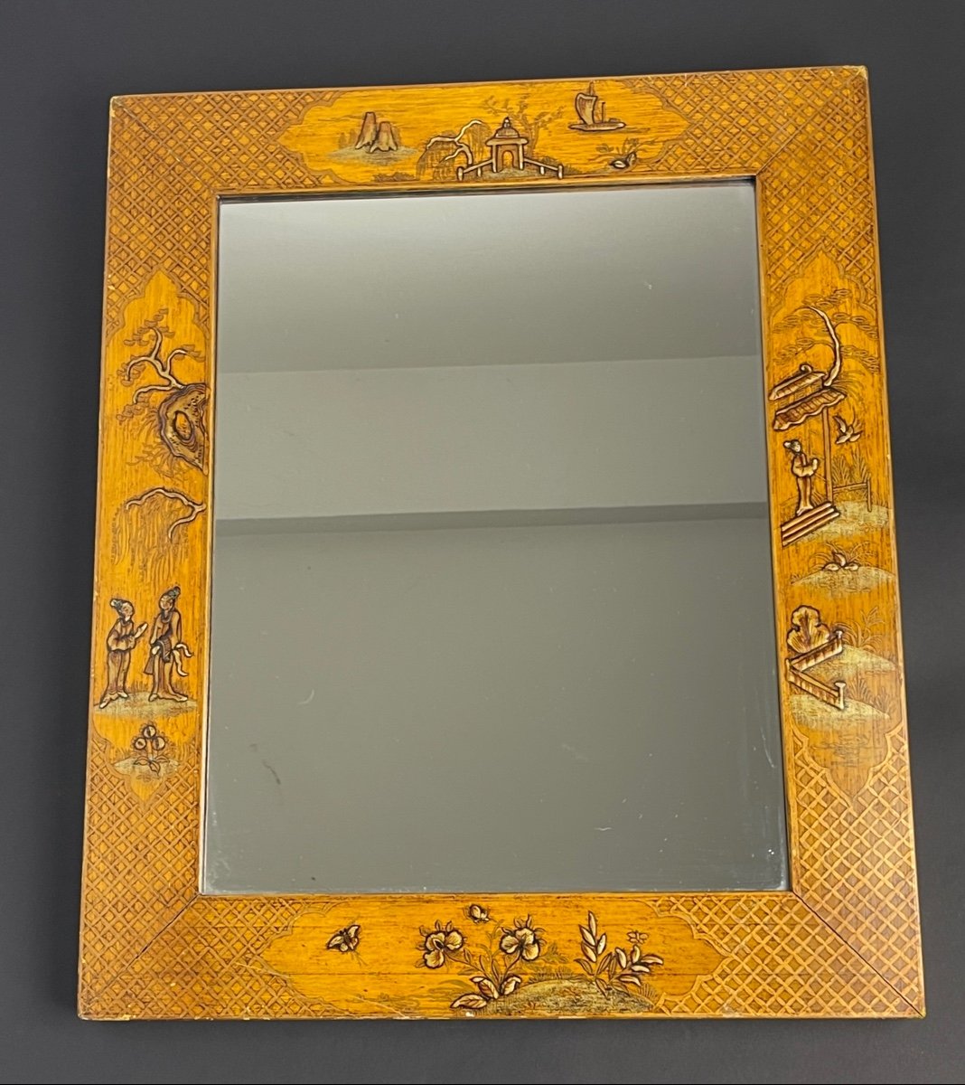 Miroir Asiatique En Bois Laqué N°1