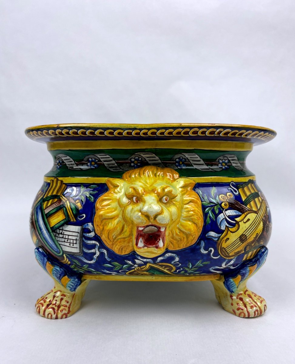 Large Lion's Muzzle Planter Gien 1866-1875-photo-4