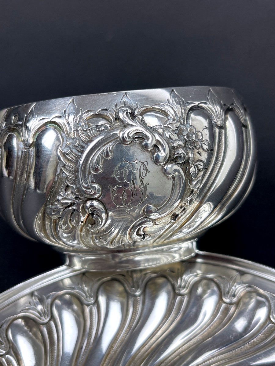 Paire De Tasses à Chocolat En Argent, Henri Soufflot, Tête-à-tête En Argent-photo-3