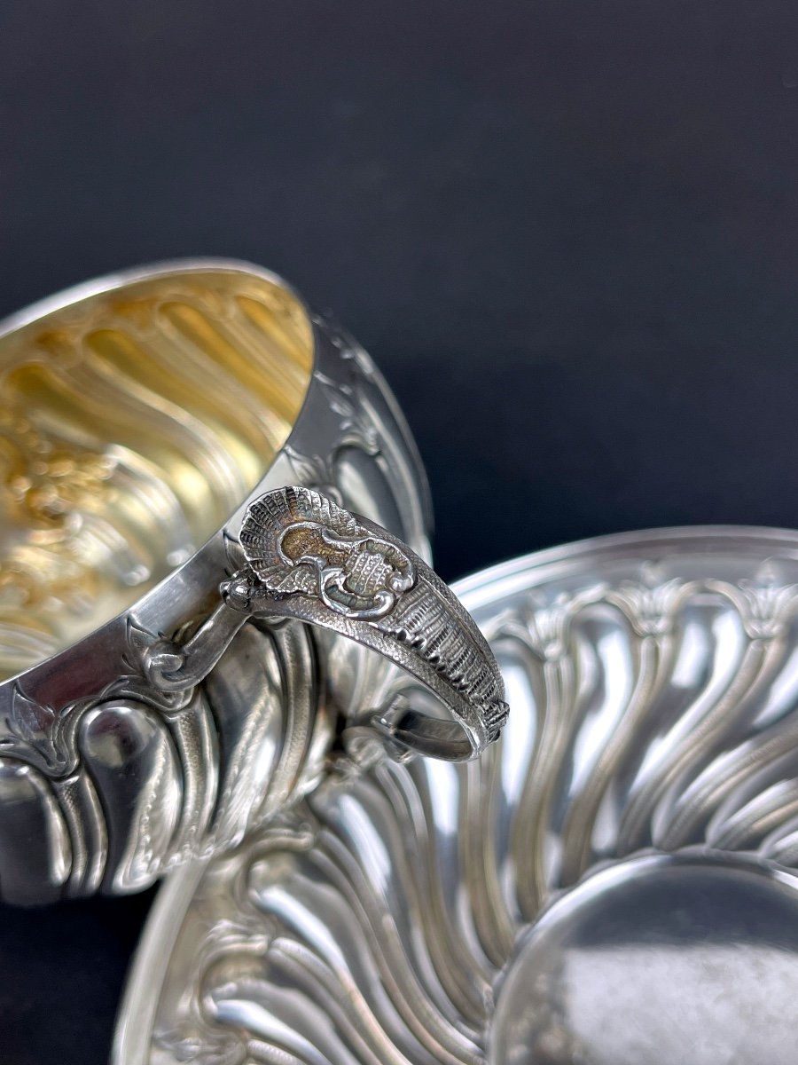 Paire De Tasses à Chocolat En Argent, Henri Soufflot, Tête-à-tête En Argent-photo-1