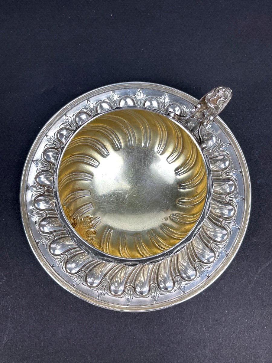 Paire De Tasses à Chocolat En Argent, Henri Soufflot, Tête-à-tête En Argent-photo-5