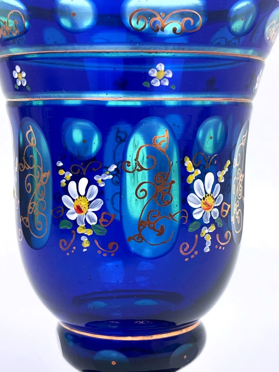 Chalice, Bohemian Crystal Vase Cobalt Blue-photo-2