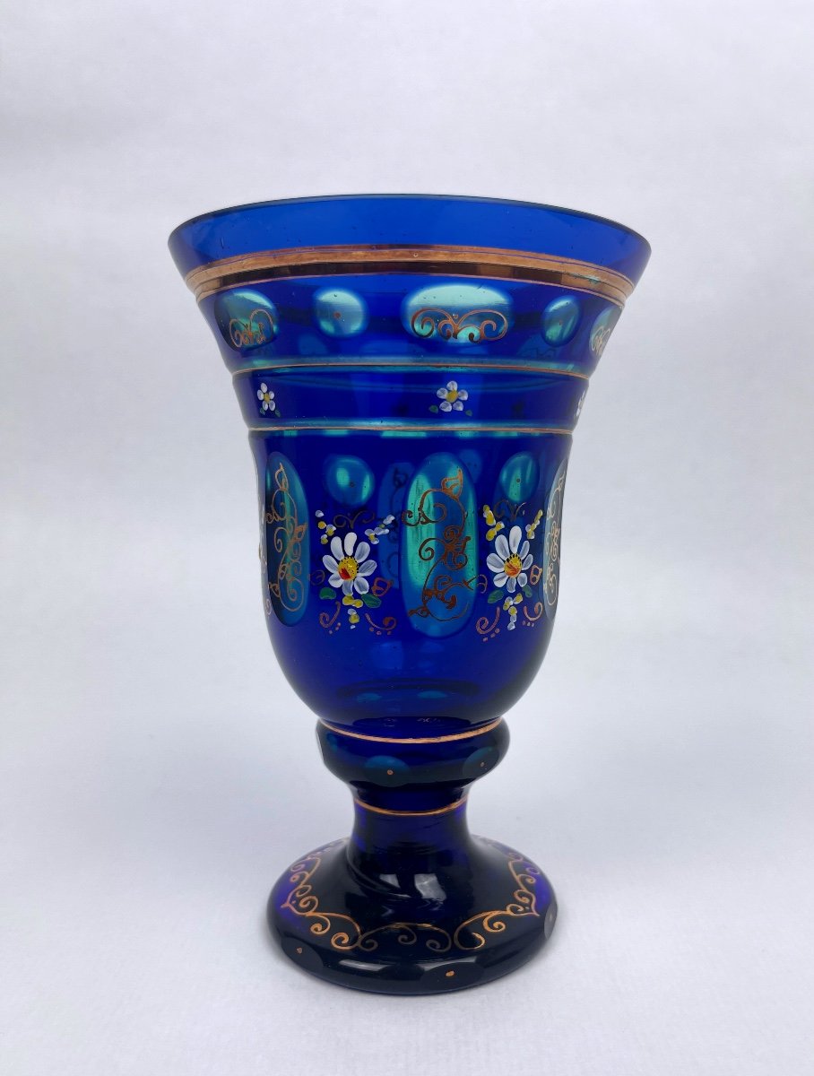 Chalice, Bohemian Crystal Vase Cobalt Blue