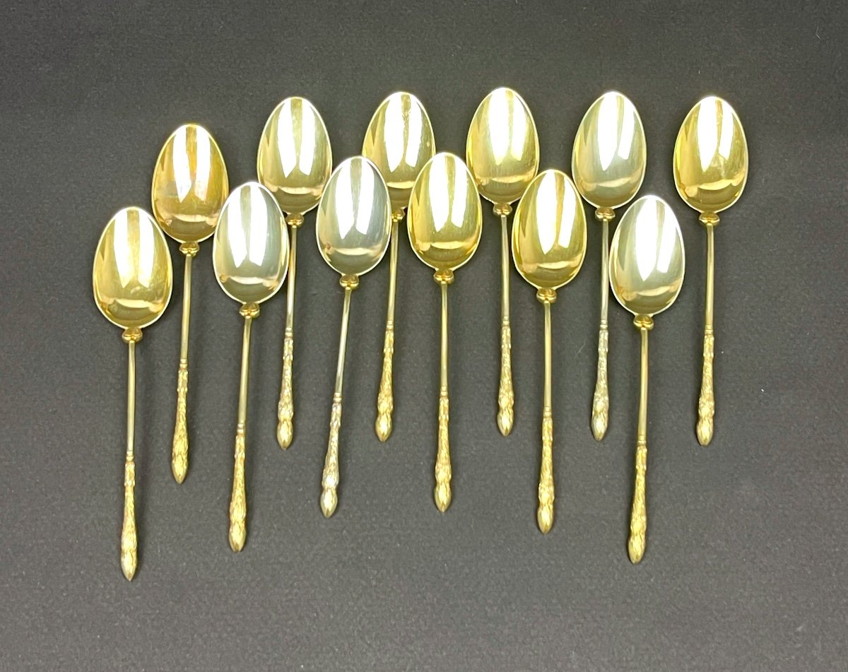 Set Of 12 Golden Doe-legged Mocha Spoons