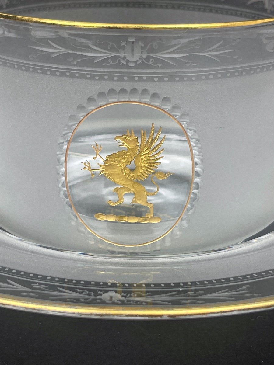 Set Of 5 Finger Bowls Maison Le Rosey Coat Of Arms With Golden Griffin-photo-4