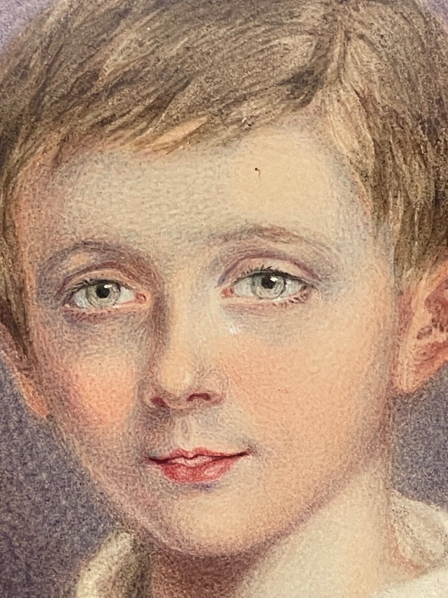 Portrait Of A Young Boy In Pastel, French School, 19th Century-photo-3