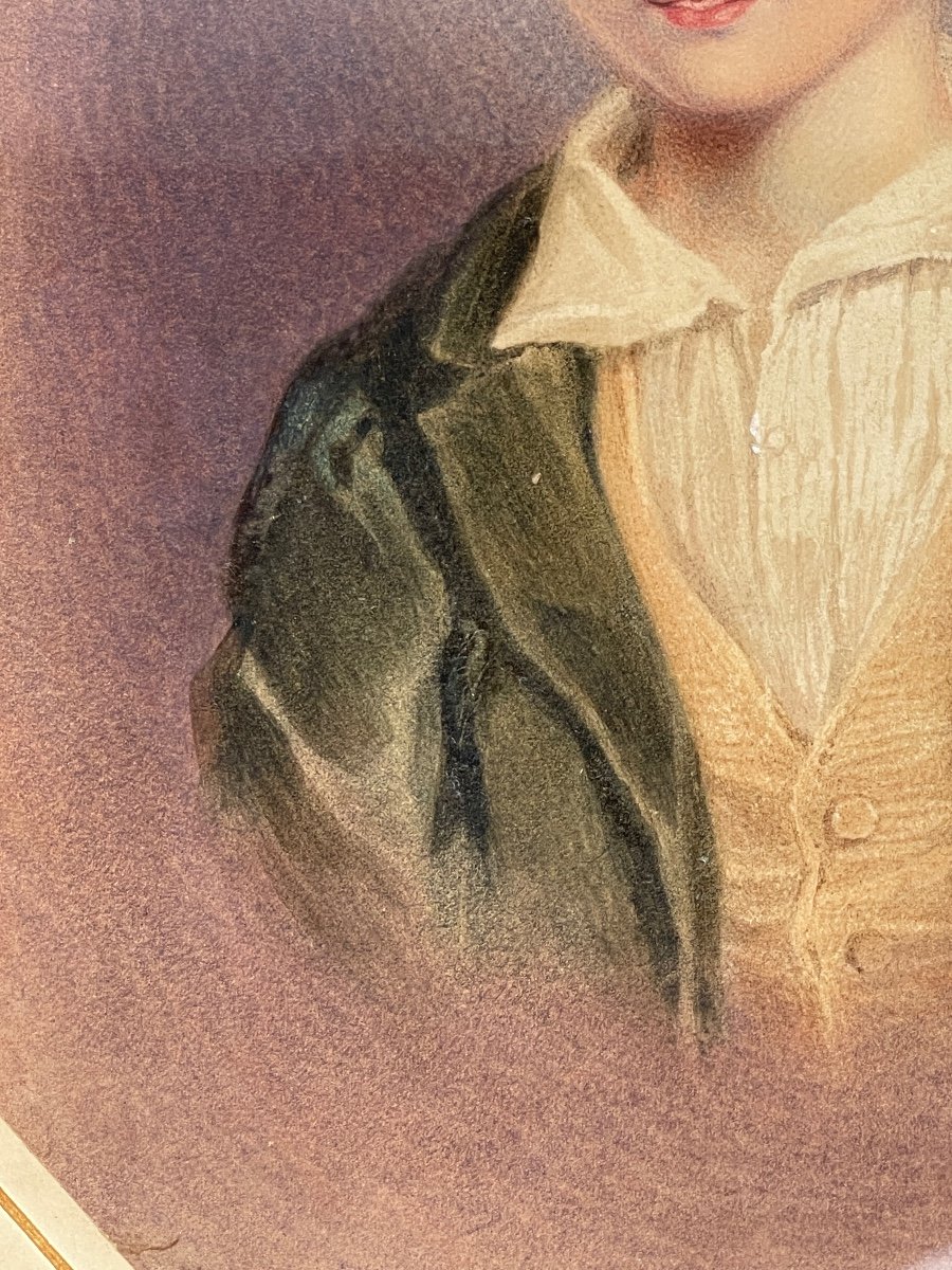 Portrait Of A Young Boy In Pastel, French School, 19th Century-photo-4