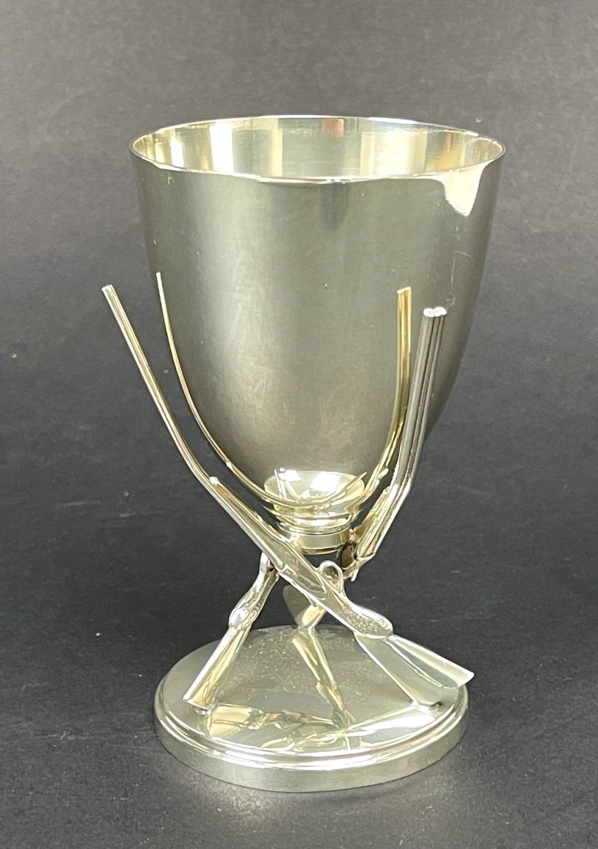 Trophée De Chasse En Métal Argenté, Coupe De Chasse