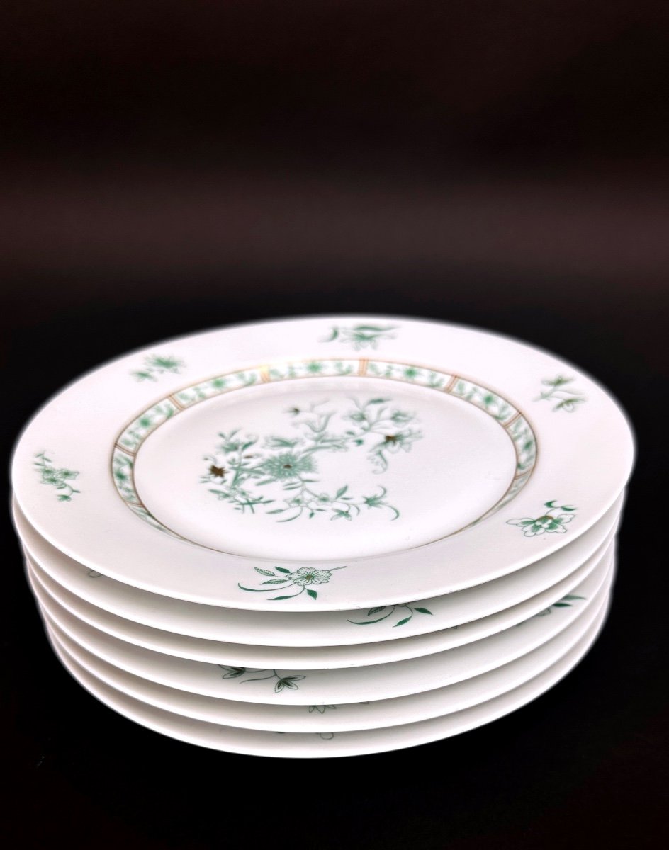 Suite De 6 Assiettes à Dessert En Porcelaine De Limoges Bernardaud Modèle Pékin-photo-3