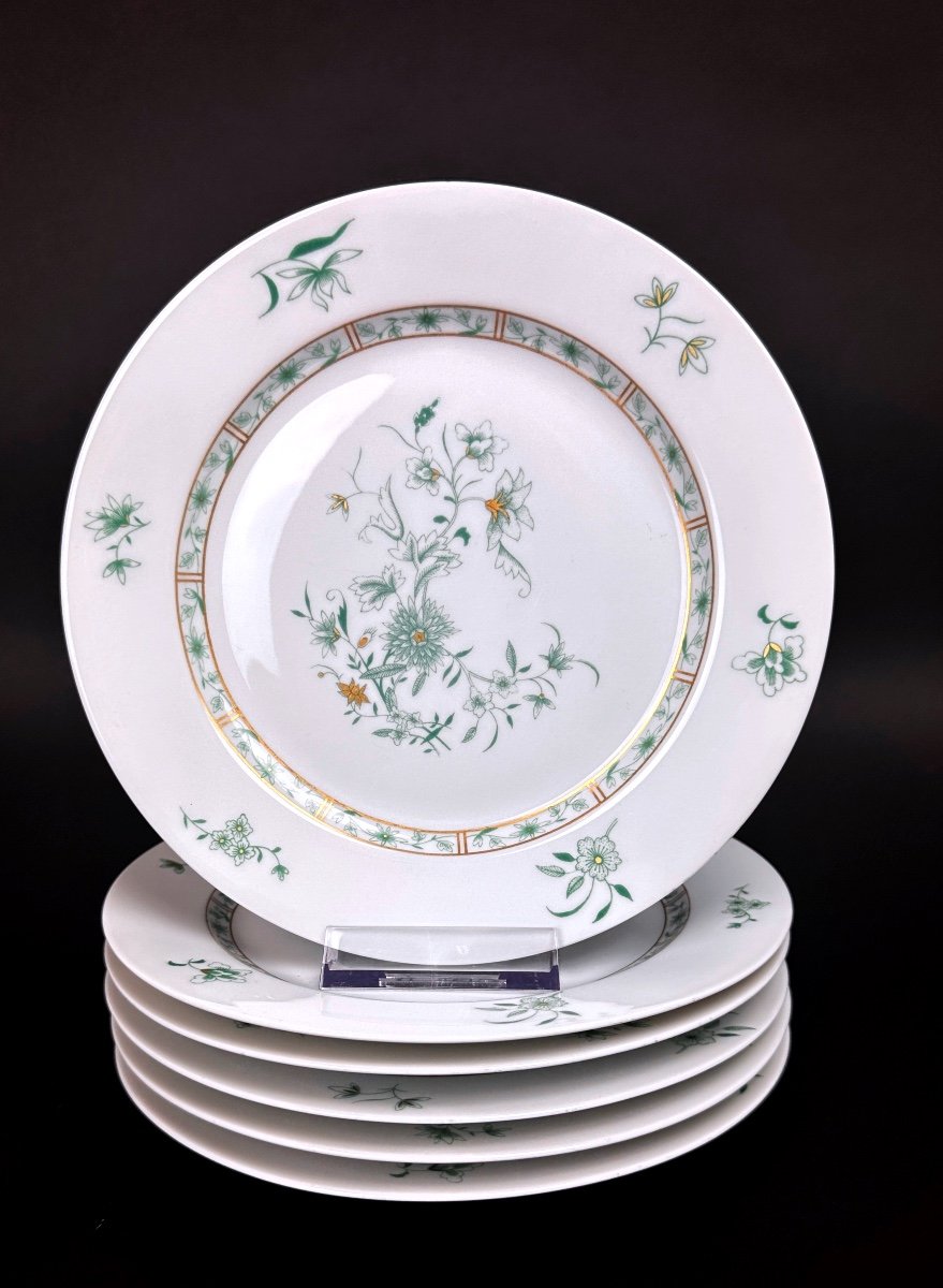 Suite De 6 Assiettes à Dessert En Porcelaine De Limoges Bernardaud Modèle Pékin-photo-4