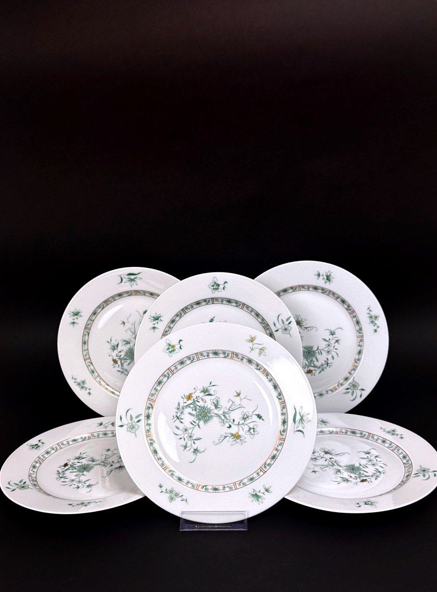 Suite De 6 Assiettes à Dessert En Porcelaine De Limoges Bernardaud Modèle Pékin