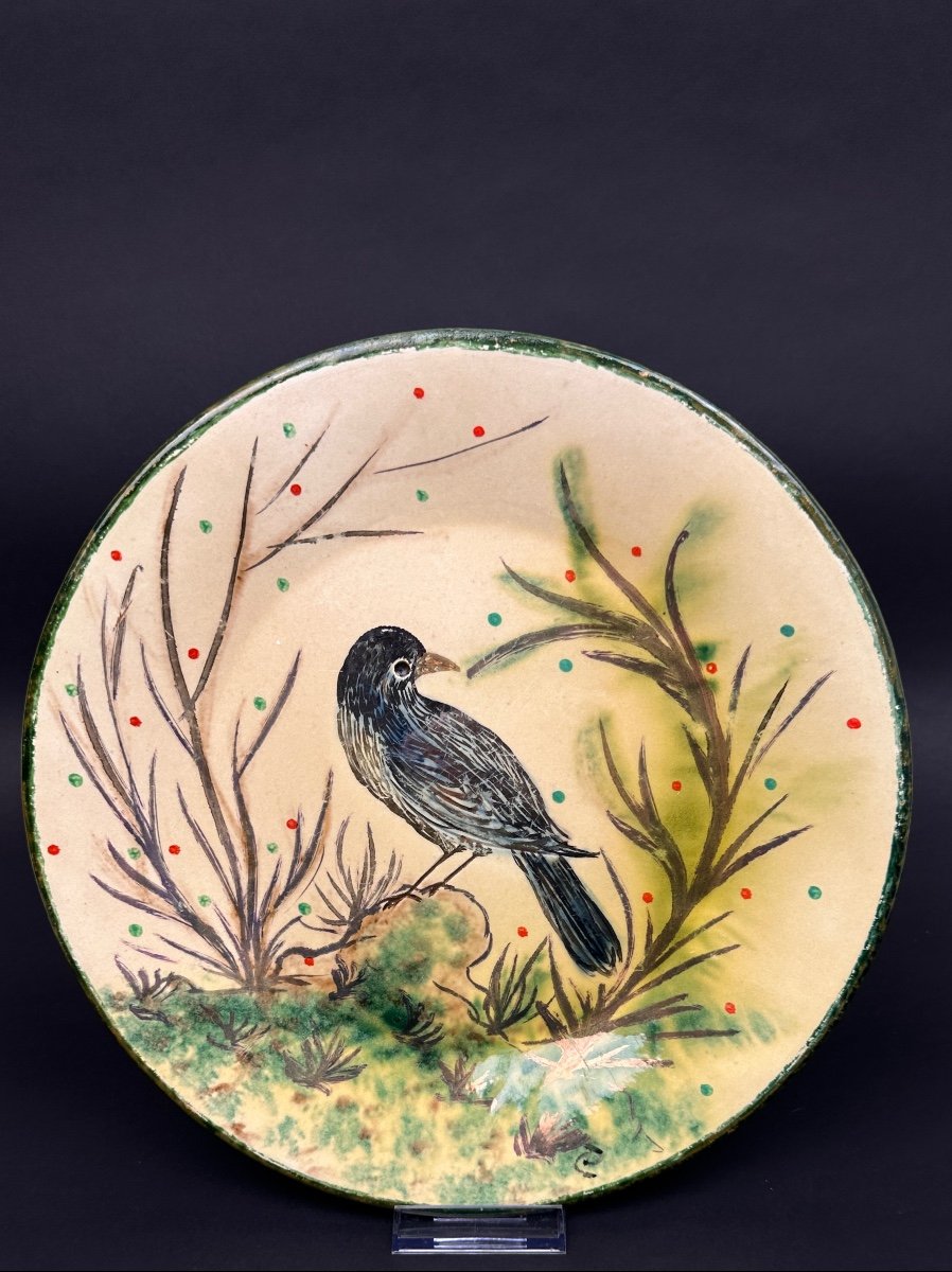 Plat En Céramique Diaz Costa, Décor d'Oiseau