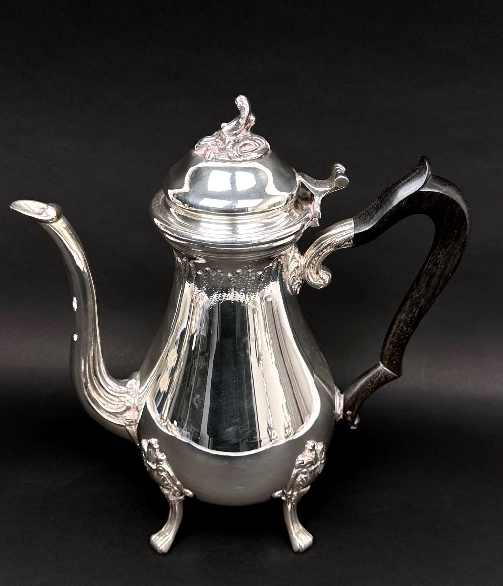 Louis XV Style Silver Plated Metal Tea And Coffee Service, 4 Pieces-photo-2