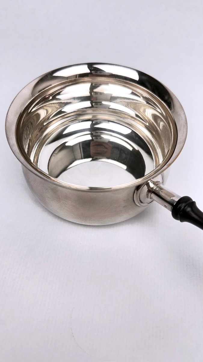 Silver Metal Sauce Pan With Ebony Or Rosewood Handle-photo-2