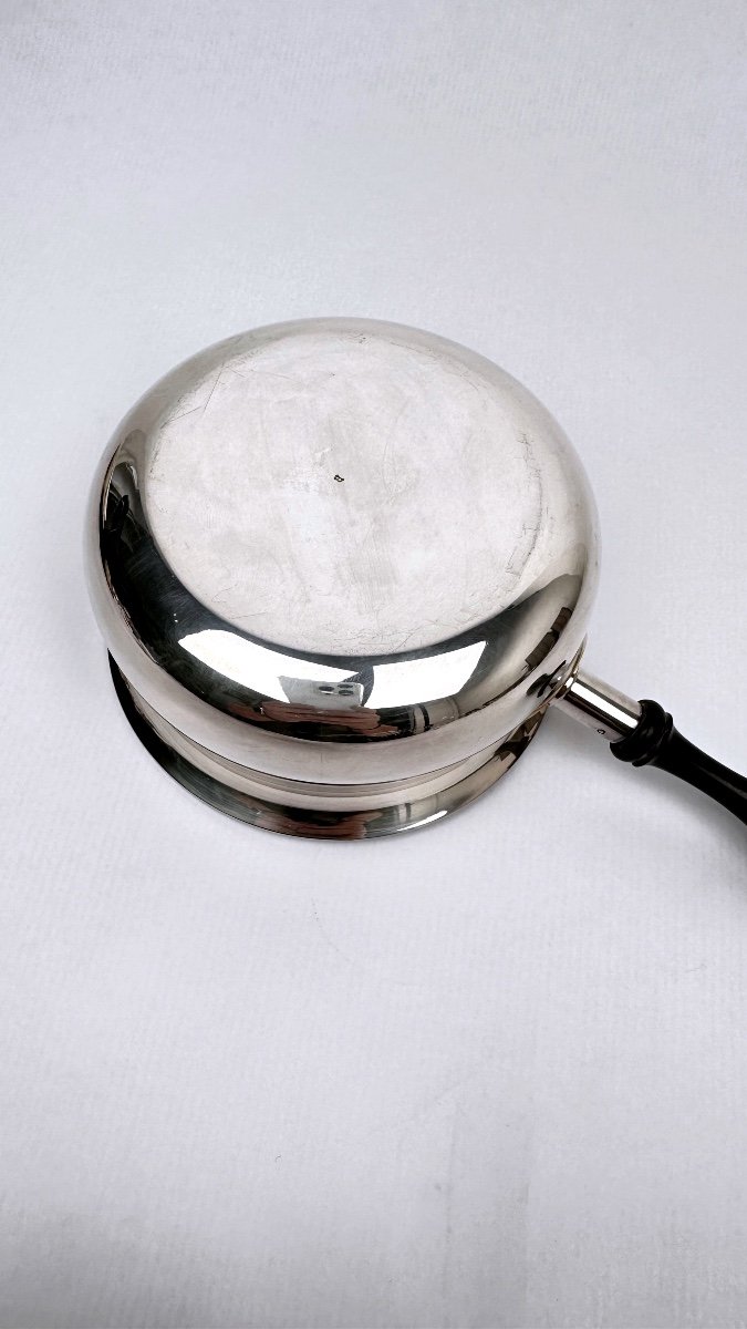 Silver Metal Sauce Pan With Ebony Or Rosewood Handle-photo-3