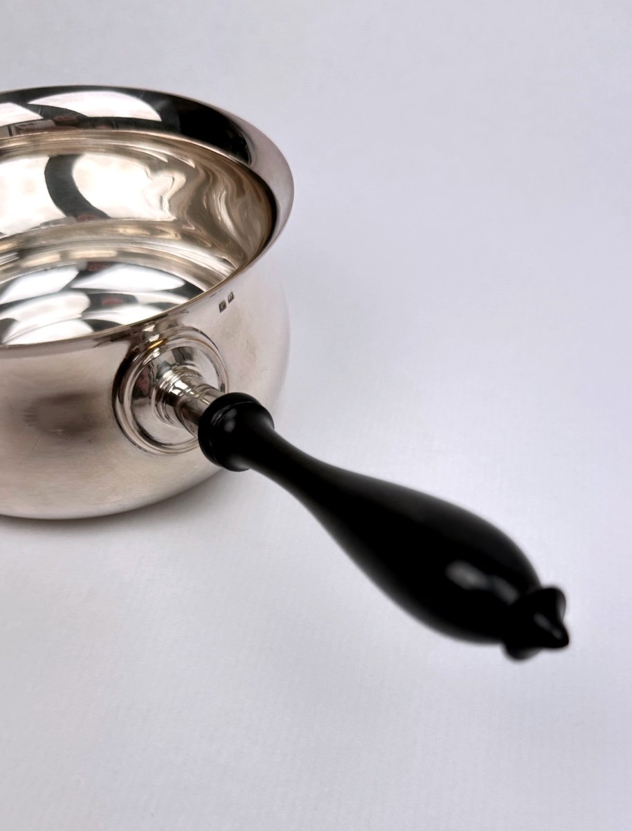 Silver Metal Sauce Pan With Ebony Or Rosewood Handle-photo-4