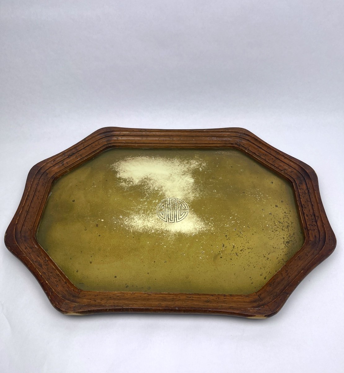 Asian Brass And Wood Tray