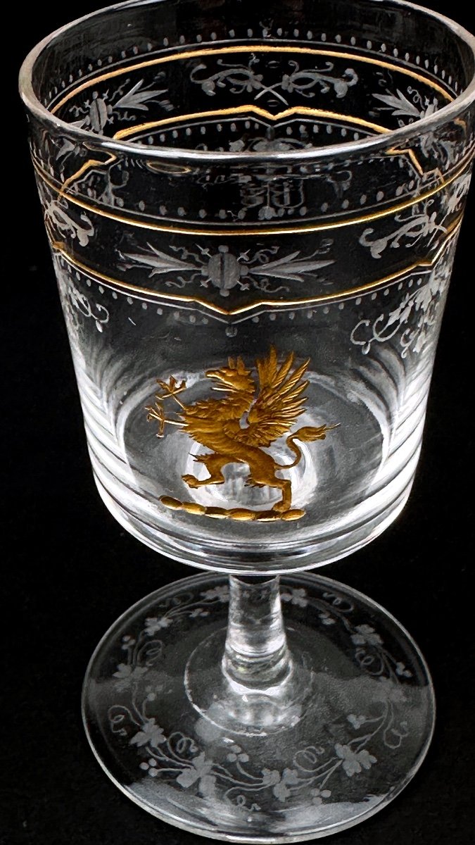 Set Of 14 Wine Glasses Maison Le Rosay Liqueur With The Coat Of Arms Of The Maignol De Mataplane Family-photo-4