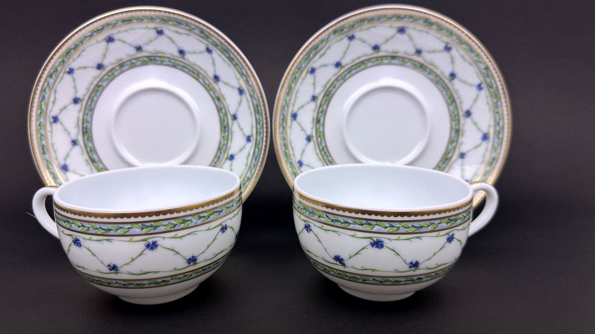 Tête-à-tête, 2 Raynaud Limoges Porcelain Teacups, Allée Du Roy