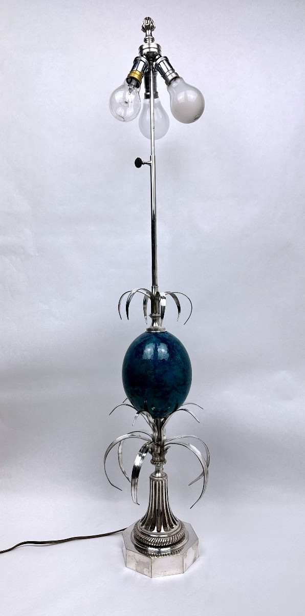 Lampe Oeuf Bleu (résine) Maison Charles Années 70