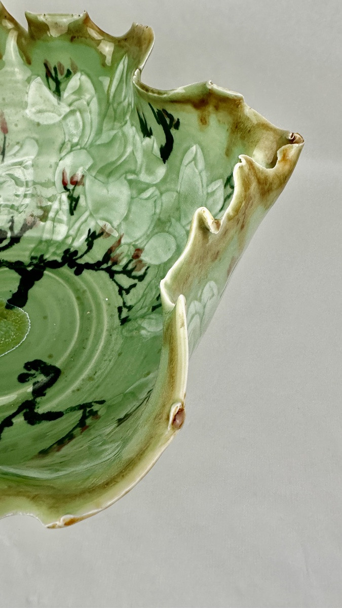 Grande Coupe En Porcelaine Du Japon à Décor De Feuillage Stylisé-photo-5