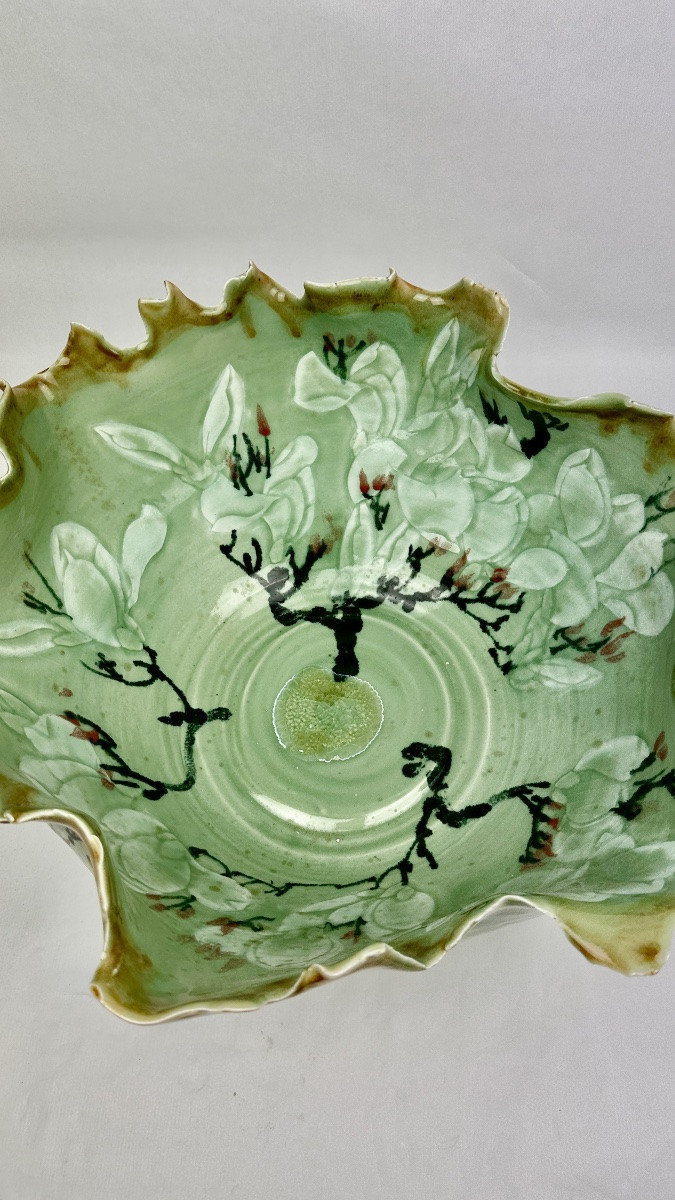 Grande Coupe En Porcelaine Du Japon à Décor De Feuillage Stylisé-photo-7