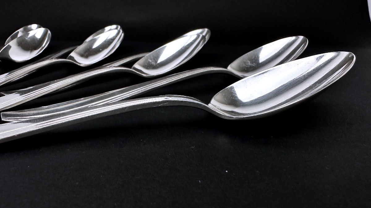 Set Of 12 Apollo Silver-plated Dessert Spoons-photo-1