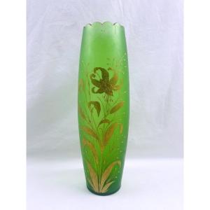 Vase Art Nouveau En Pâte De Verre émaillée