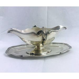 Gravy Boat In Solid Silver Late 19th Century, Léon Lapar Paris Minerva Hallmark