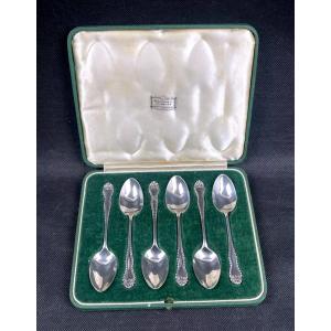 Box Of 6 Small Spoons In Sterling Silver Harrod's - London 1935