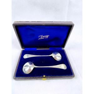 Box Of 2 Mustard Spoons In Sterling Silver