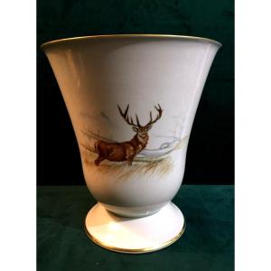 Grand Vase En Porcelaine Allemande Heinrich, Vase De Chasse