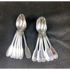 Alfenide For Christofle, 12 Dessert Spoons Vendôme Model
