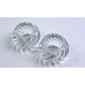 Rare Pair Of Baccarat Crystal Napkin Rings Tors Model