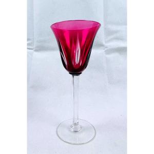 Rhine Wine Glass, Roemer In Saint-louis Crystal Model Cerdane, Amethyst Pink