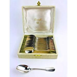 Box Of 12 Christofle Small Spoons, Cluny Model