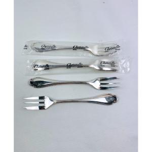 Set Of 4 Christofle Pompadour Model Cake Forks