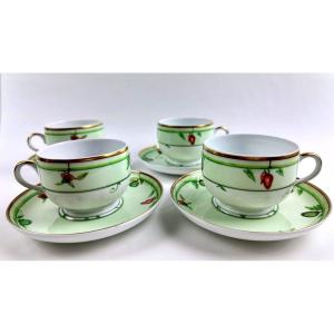 Beautiful Set Of 4 Jl Coquet Teacups 