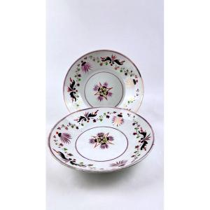 Pair Of Restoration Period Plates In Paris Porcelain