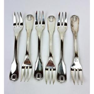 Set Of 6 Christofle Vendôme Model Cake Forks