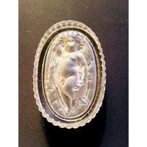 Engraved Crystal Paperweight Angel, Putti