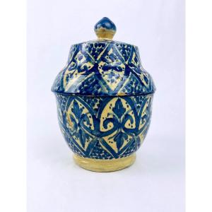 Pot à Beurre, Jobbana En Faïence De Fez, Maroc Circa 1920