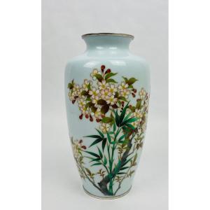 Japanese Cloisonné Enamel Vase In The Style Of Ando Jubei