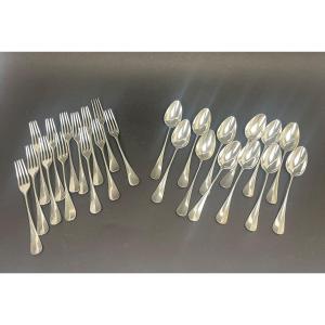 12 Dessert Cutlery, Solid Silver Edmond Bonnesoeur